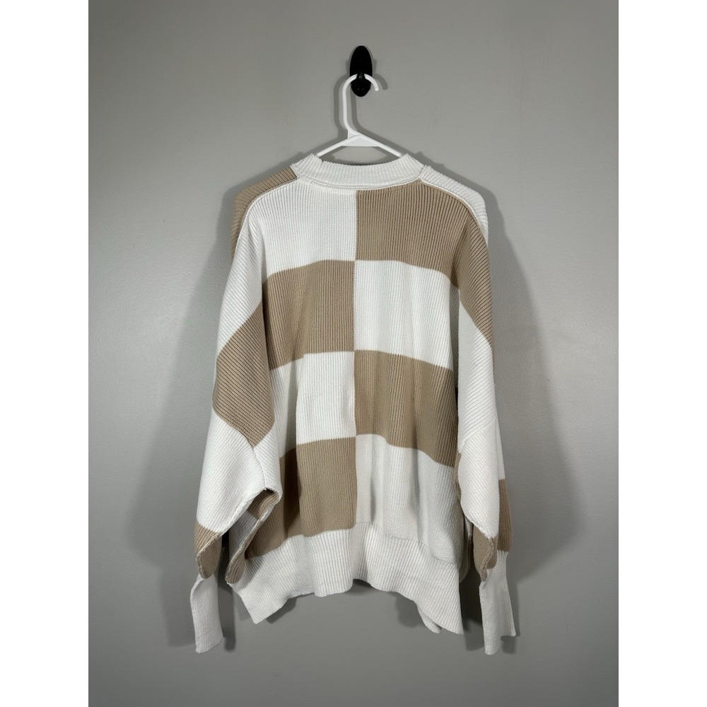 Free People Sweater Womens XS Easy Street Tunic Checkered Oversized - Picture 2 of 7